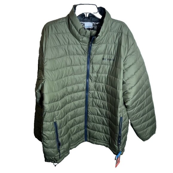 Columbia Mens $160 Powder Lite Water Resistant Jacket - Stone Green Size XXL